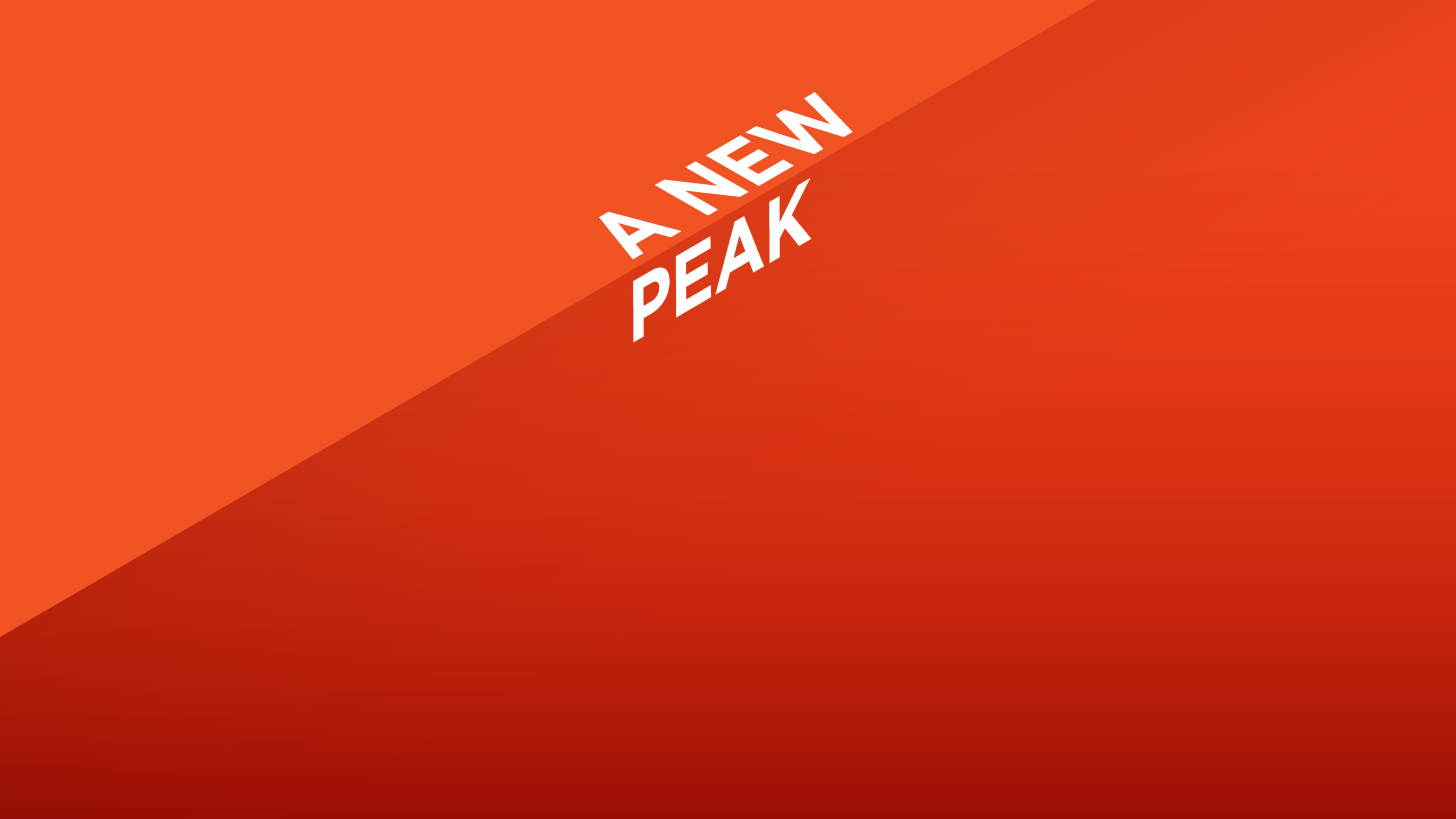 The words "A New Peak" are rendered in uppercase sans serif font and rendered at a dimensional angle as artwork.