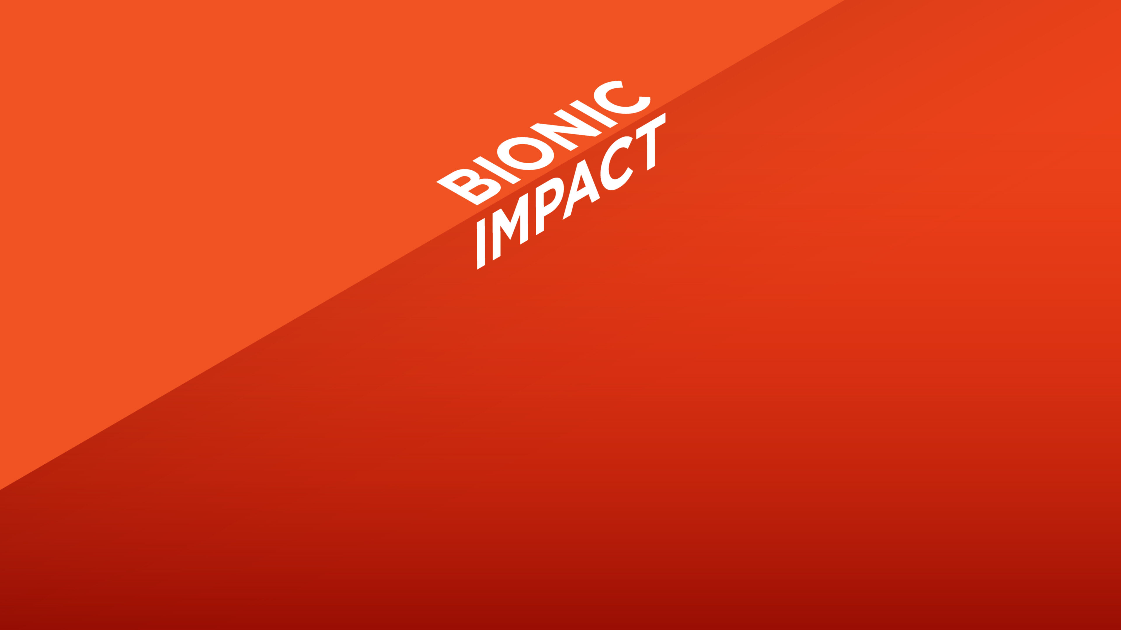 "Bionic Impact" is uppercase, riding along a shadow edge and a full-bleed background.