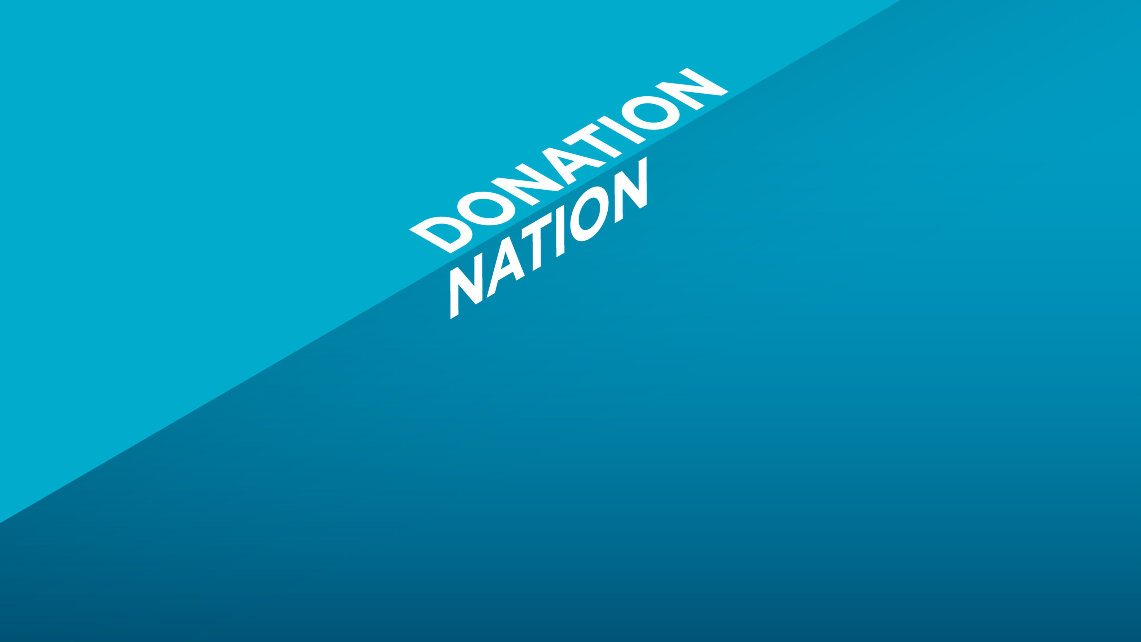 "Donation Nation" is uppercase, riding along a shadow edge and a full-bleed background.