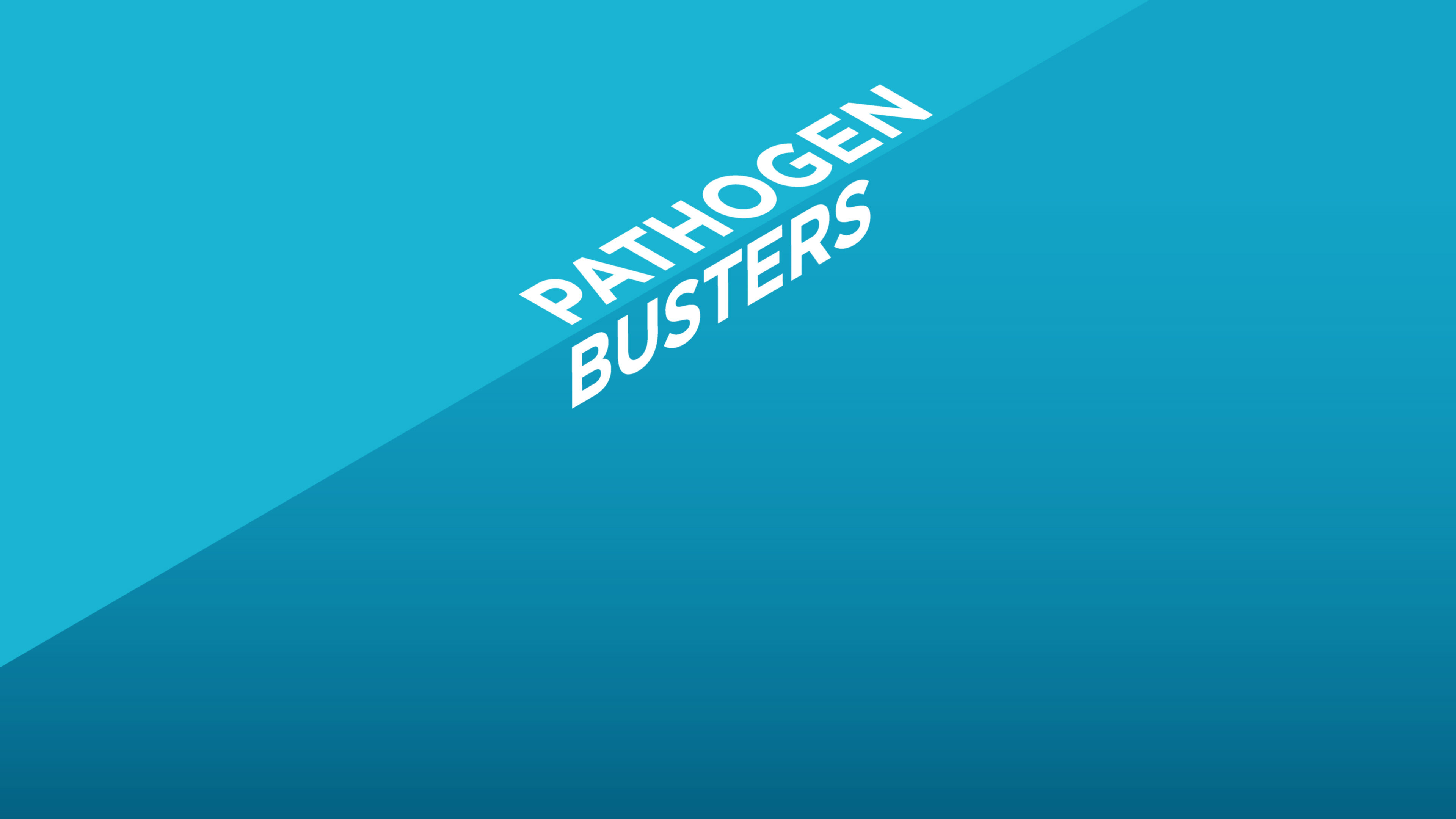 The words "Pathogen Busters" are rendered in uppercase sans serif font and rendered at a dimensional angle as artwork.